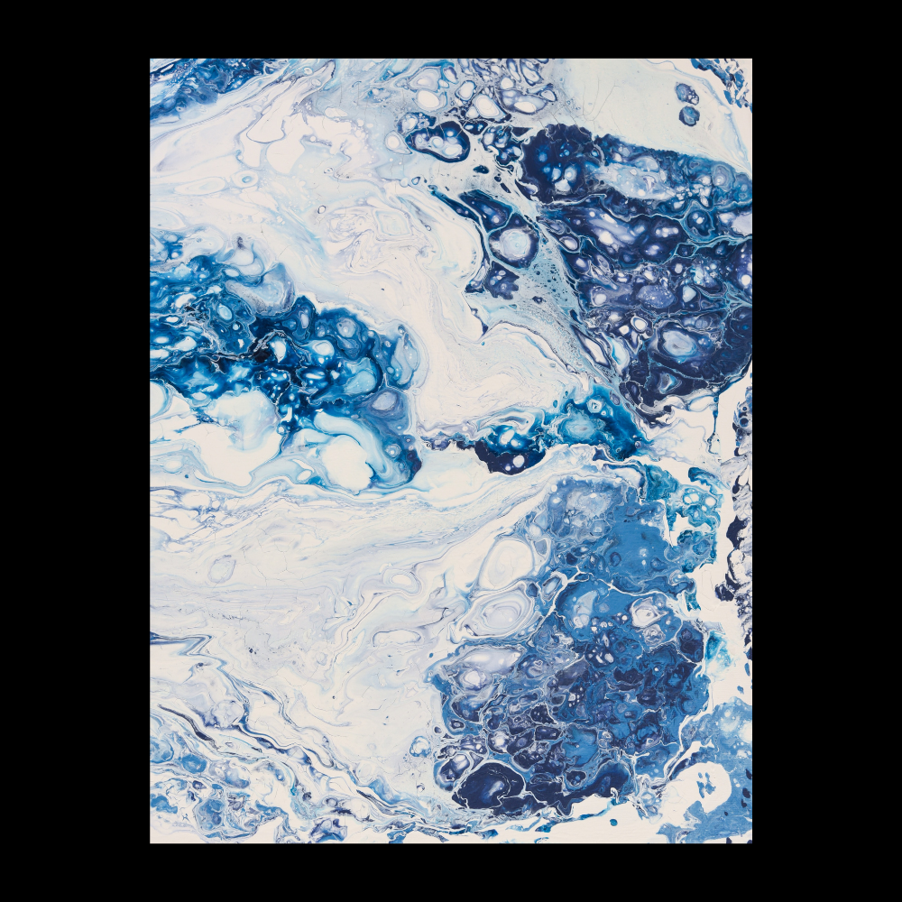 Abstract painting AO-2 from Aegean Odyssey series, inspired by Aegean Sea, blue and white colors