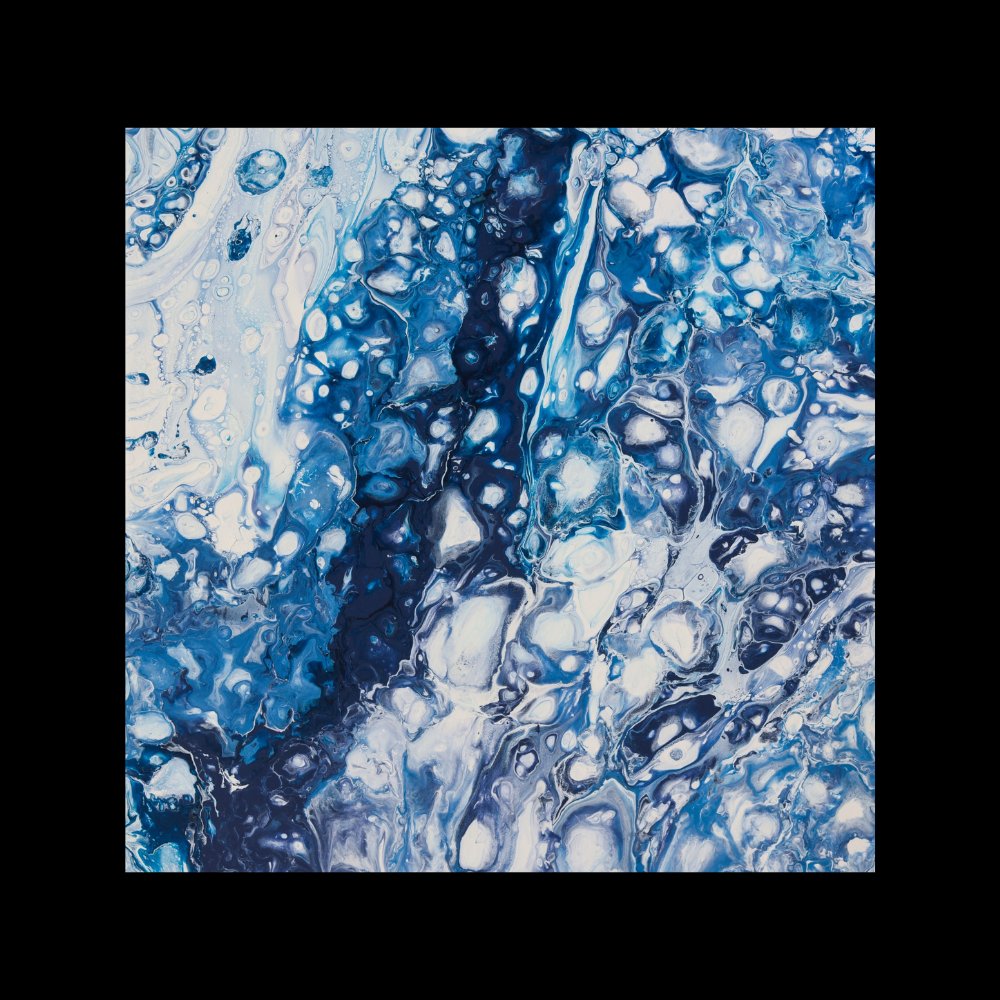 Abstract painting from Aegean Odyssey series, AO-3, with blue and white hues